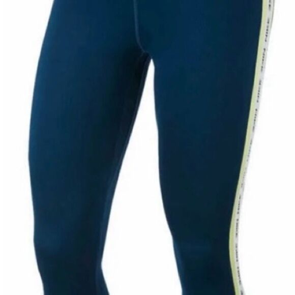 Nike Navy Leggings with Yellow Stripe - Picture 3 of 8